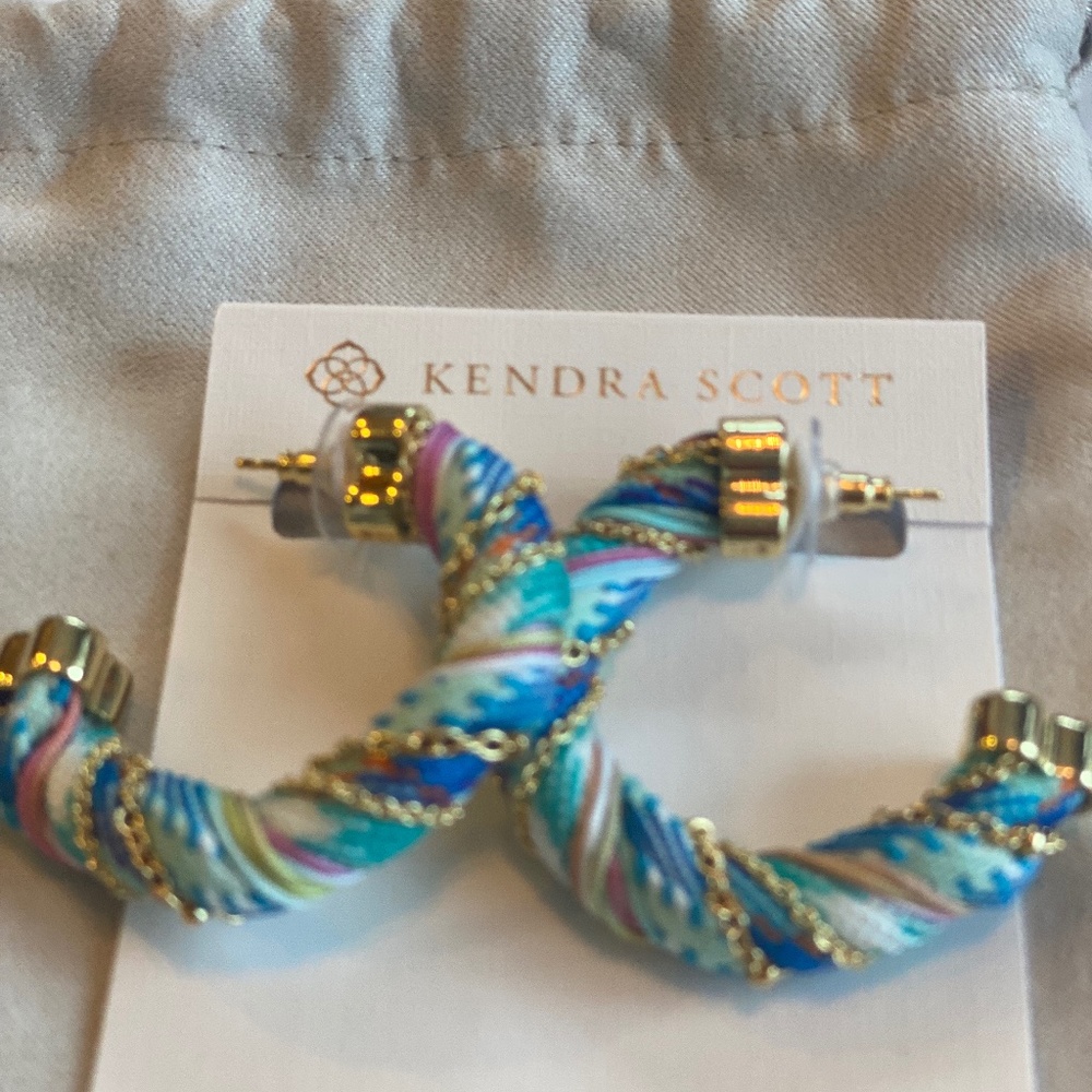 REG $98 KENDRA SCOTT MASIE CORDED 1.66" HOOP EARRINGS-PERIWINKLE MIX